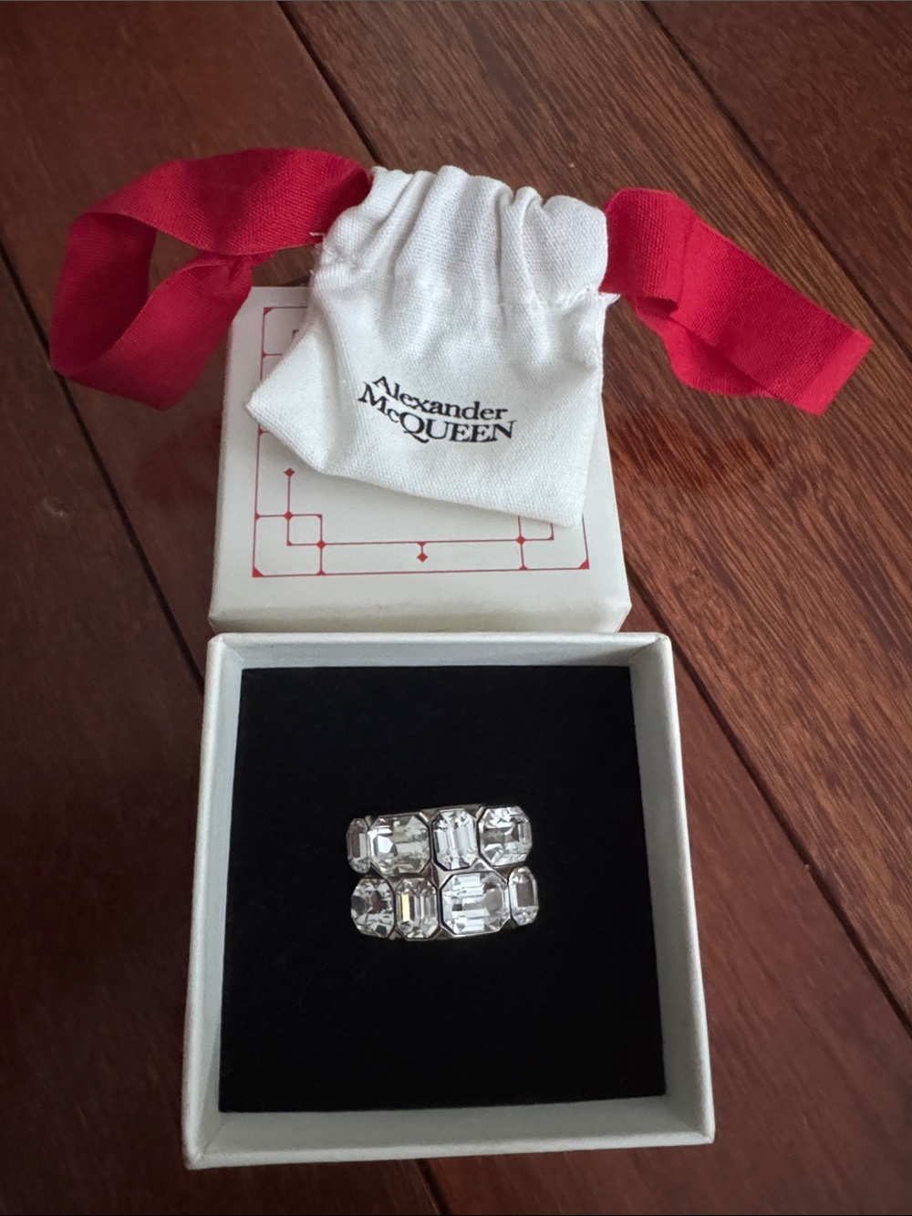 Alexander McQueen Clear Cosmo Crystal Cluster Ring in Silver-Tone